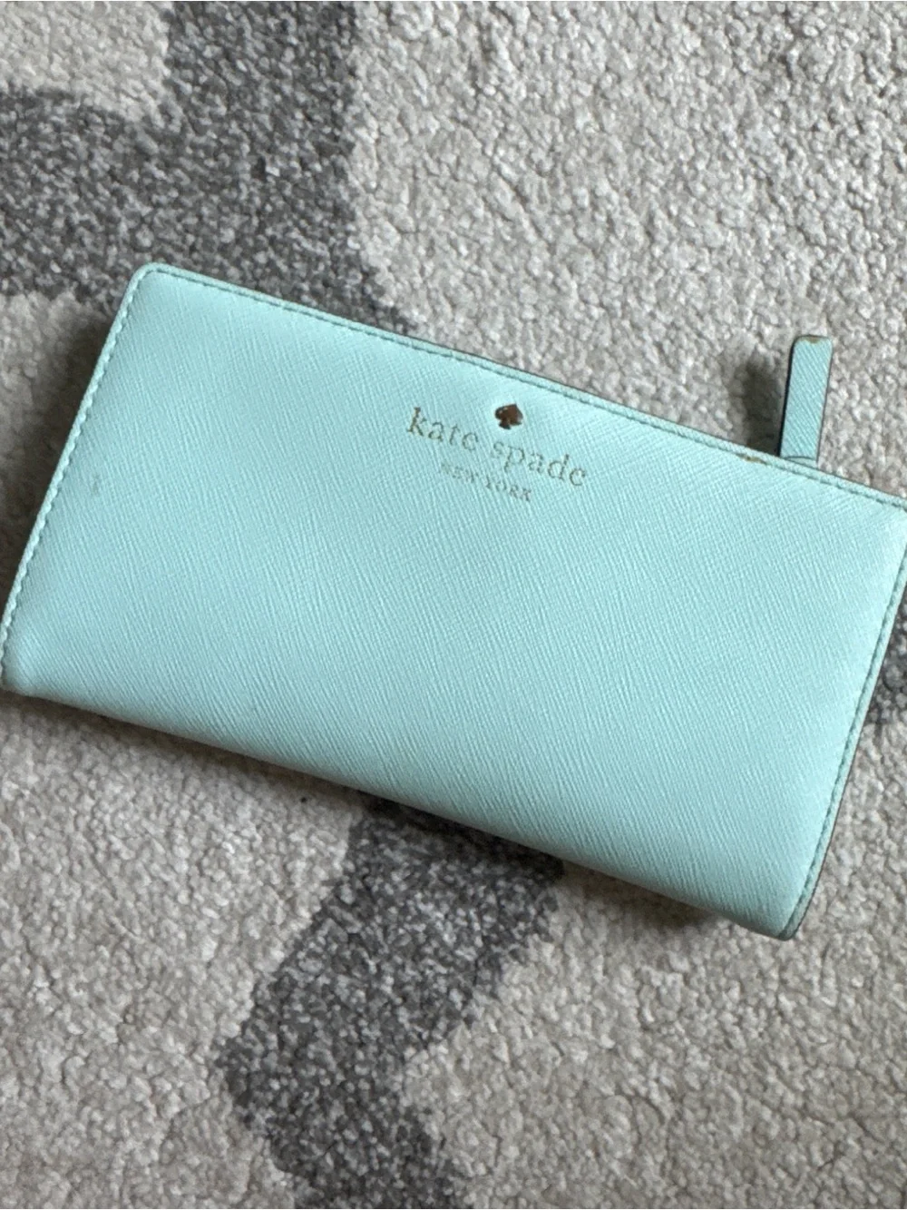 kate spade mint zip-around wallet with gold logo